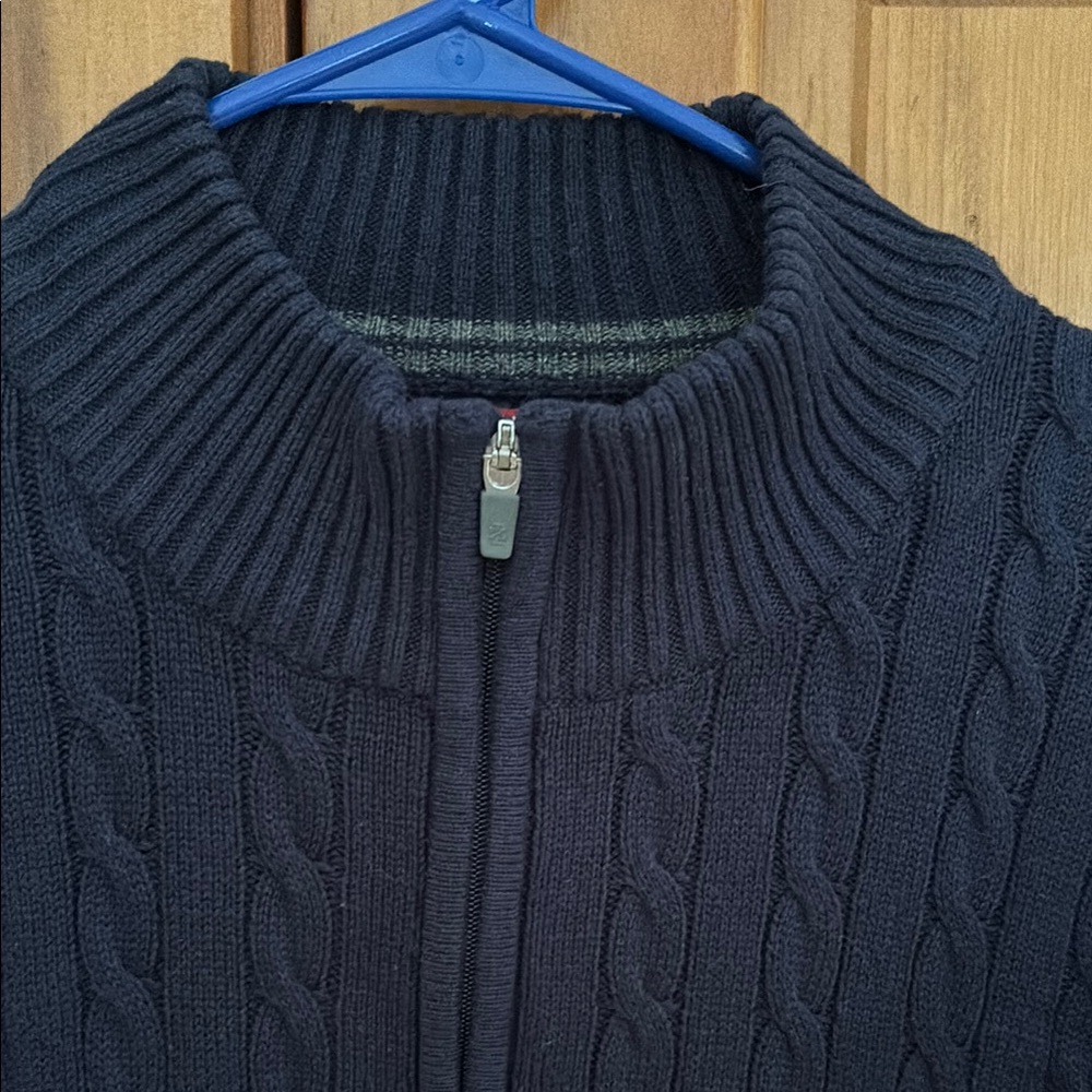 NWOT Izod 1/4 Zip Up Cable Knit Sweater Blue